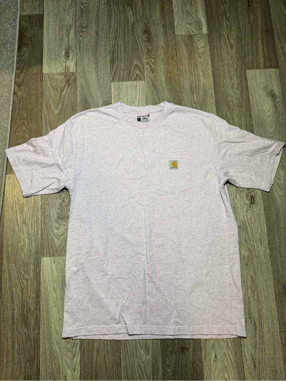 Carhartt Men's Loose Fit Light Purple Speckled Front Pocket T Shirt Size L